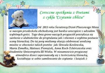 Powiększ obraz: Cykliczne spotkania  z poetami w naszym przedszkolu
