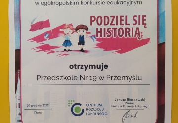 Powiększ obraz: "PODZIEL SIĘ HISTORIĄ" - ZDOBYCIE WYRÓŻNIENIA W OGÓLNOPOLSKIM KONKURSIE EDUKACYJNYM