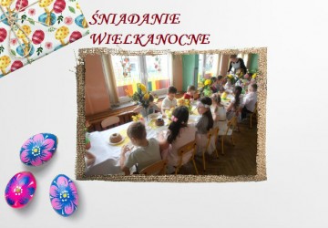 Powiększ obraz: 12 kwietnia w naszym przedszkolu odbyło się uroczyste "Śniadanie wielkanocne" podczas, którego wspólnie celebrowaliśmy zbliżające się święta, spożywając tradycyjne potrawy oraz składając sobie świąteczne życzenia.